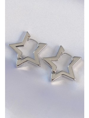 Belle Fusion Mey Ithalat® Pirinç Gümüş Renk Yıldız Küpe