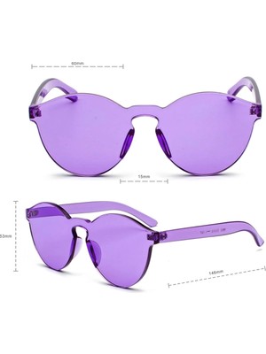 Belle Fusion Mey Ithalat® Sert Mika Oval Şekilli Çerçevesiz Mor Gözlük Retro Parti 5X14 cm