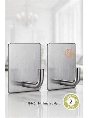Belle Fusion Mey Ithalat® 2'li Banyo ve Mutfak Askı Seti - SUS304 Lazer Kesim Çelik  Ultra Güçlü Yapışkanlı Askı