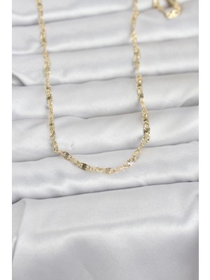 Belle Fusion Mey Ithalat® cm 14K Gold Renk Lazerli Gemici Zincir Model 60 cm Kadın Kolye