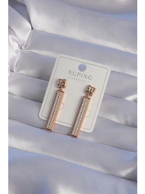 Belle Fusion Mey Ithalat® Xuping Rose Renk Zirkon Taşlı Su Yolu Küpe