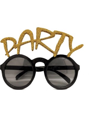 Belle Fusion Mey Ithalat® Altın Simli Party Yazılı Parti Gözlüğü Show 15X7 cm