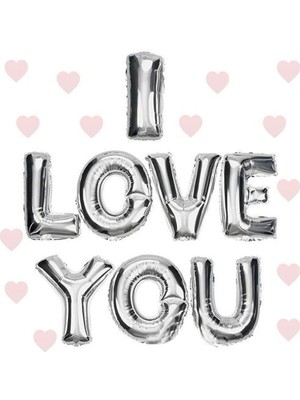 Belle Fusion Mey Ithalat® I Love You Folyo Balon Gümüş Renk 35 cm