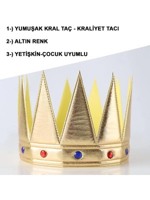 Belle Fusion Mey Ithalat® Altın Renk Eva Yumuşak Kral Kraliyet Tacı Yetişkin Çocuk Uyumlu 55CM