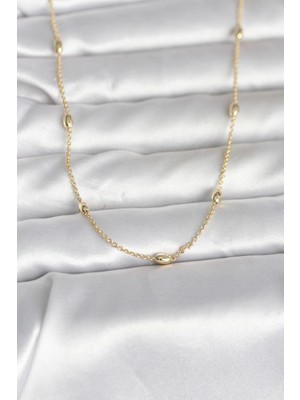 Belle Fusion Mey Ithalat® cm 14K Gold Renk Damla Topçuk Model Zincirli 60 cm Kadın Kolye