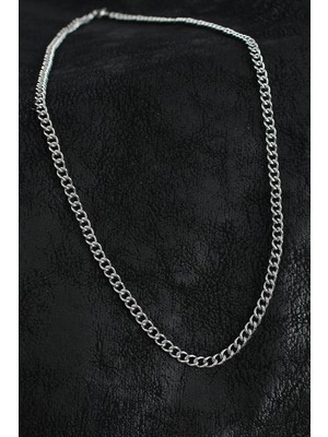 Belle Fusion Mey Ithalat® 316L Çelik Klasik Oval Zincir Model Gümüş Renk Erkek Kolye