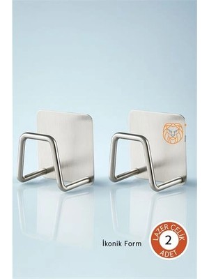 Belle Fusion Mey Ithalat® 2'li Banyo ve Mutfak Askı Seti - SUS304 Çelik Ultra Güçlü Yapışkanlı Askı