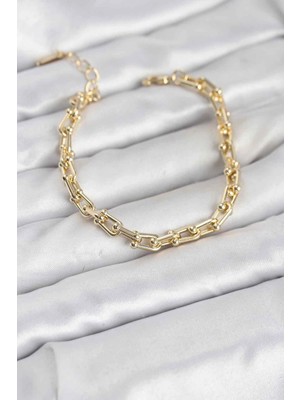 Belle Fusion Mey Ithalat® Gold Renk Tifani Model Pirinç Kadın Bileklik