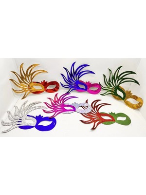 Belle Fusion Mey Ithalat® Rengarenk Kağıt Malzemeden Imal Parti Balo Maskesi 6 Adet