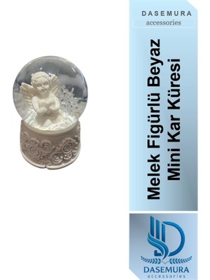 Dasemura Sevgililer Günü, Hediyelik Melek Figürlü Beyaz Mini Kar Küresi 1 Adet