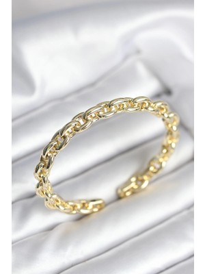 Belle Fusion Mey Ithalat® Zincir Model Gold Renk Pirinç Kadın Bileklik