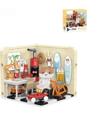Belle Fusion Mey Ithalat® P885008 Kedi Çalışma 238 Parça Odası Block Oyuncak