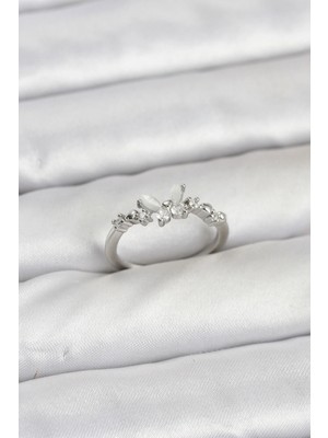 Belle Fusion Mey Ithalat® Kelebek Model Gümüş Renk Pirinç Kadın Yüzük