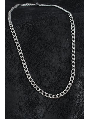 Belle Fusion Mey Ithalat® 316L Çelik Kalın Klasik Zincir Model Gümüş Renk Erkek Kolye