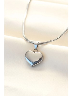 Belle Fusion Mey Ithalat® 316L Çelik Gümüş Renk Kalp Kolye