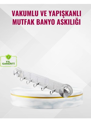Belle Fusion Mey Ithalat® Duvar Tipi Vakumlu Askılık Şeffaf Orta Tasarımlı