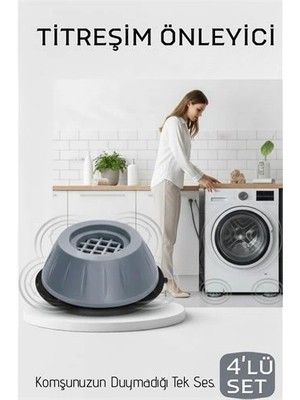 Belle Fusion Mey Ithalat® Premium 4'lü Titreşim Önleyici Kauçuk Ayak Seti - Ultra Sessiz ve Sarsıntısız Yıkama Teknolojisi