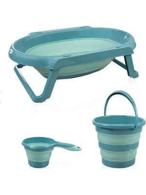 Belle Fusion Mey Ithalat®  katlanır Banyo 3'lü Küvet Seti 765 Turkuaz