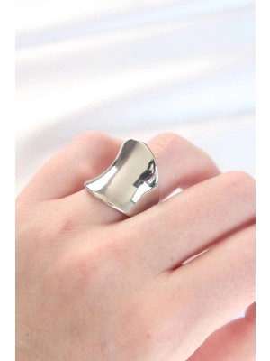 Belle Fusion Mey Ithalat® Silver Renk Ayarlanabilir Kavisli Ayna Yüzük