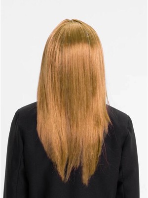 Belle Fusion Mey Ithalat® Altın Renk Düz Kesim Içi Astarlı Uzun Parti Peruğu Takma Saç