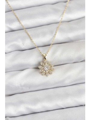 Belle Fusion Mey Ithalat® Pirinç Gold Renk Çiçek Model Kadın Kolye