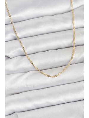 Belle Fusion Mey Ithalat® cm 14K Gold Renk Pirinç Ezme Burgu Model Kadın Kolye