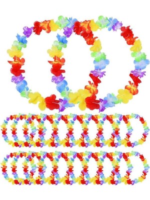 Belle Fusion Mey Ithalat® Hawaii Çiçekli Boyun Kolyesi - Renkli Tropikal Parti Leisi 12 Adet