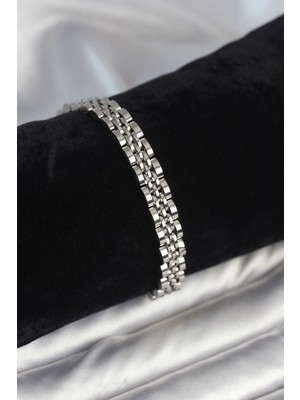 Belle Fusion Mey Ithalat® 316L Çelik 7 mm Kalınlıkta Gümüş Renkli Erkek Bileklik