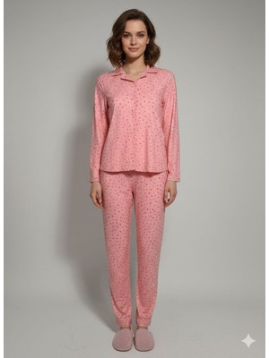 Boston Süet Kumaş Düğmeli Kadın Pijama Takımı