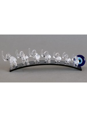 Es Dekor Eğik Füme Plakada Beyaz Filler 20CM