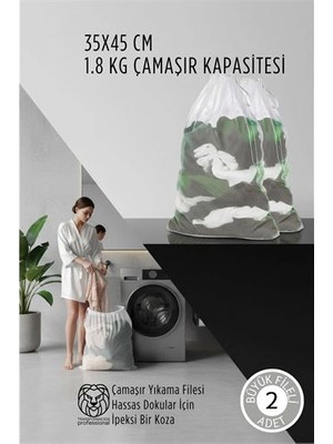Belle Fusion Mey Ithalat® Premium Hassas Dokunuş: 2'li Lüks Çamaşır Yıkama Filesi Seti - Giysi Koruma Sanatı 35X45 cm