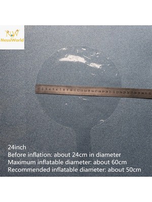 Belle Fusion Mey Ithalat® Kırmızı Simli Yuvarlak Şeffaf Balon 24 Inç