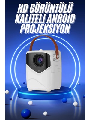 Belle Fusion Mey Ithalat® Hd Ayaklı Portatif Projeksiyon Cihazı Bluetooth Wifi Akıllı Android Işlemcili
