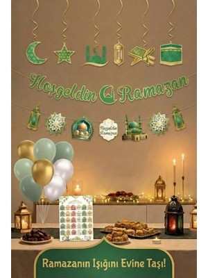 Festilo Ramazan Temalı Etkinlik Takvimi Banner Tavan Sarkıt Balon Seti 24 Parça
