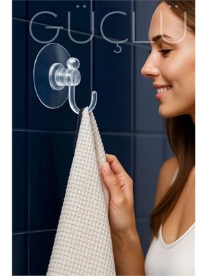 Belle Fusion Mey Ithalat® Şeffaf Askılı Vantuz Kanca | Banyo & Mutfak Duvar Askısı (4cm) - 1.36KG Taşıma