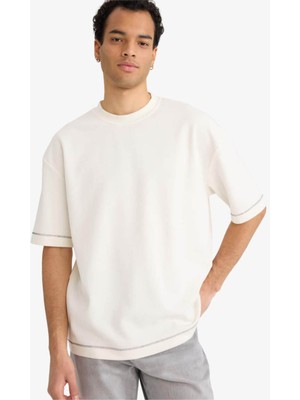 Defacto Basic Ekru Erkek T-Shirt C0147AX/ER105