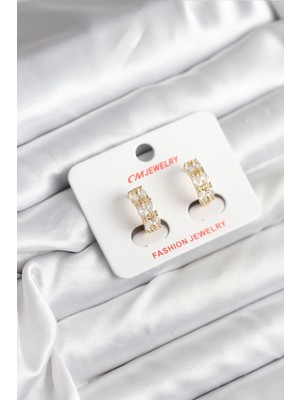 Belle Fusion Mey Ithalat® 14K Gold Renk Kaplama Zirkon Taşlı cm Kadın Küpe