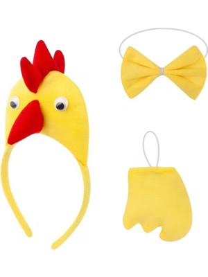 Belle Fusion Mey Ithalat® Horoz – Tavuk Kostüm Aksesuar Seti - Taç Papyon Kuyruk