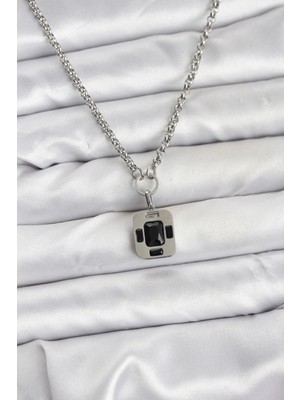 Belle Fusion Mey Ithalat® 316L Çelik Zincir Gümüş Renk Vintage Model Kadın Kolye