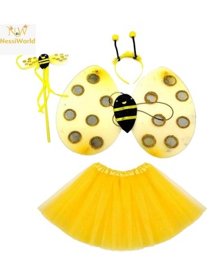 Belle Fusion Mey Ithalat® Sarı Renk Arı Kanadı Kostüm Seti (Tütü, Kanat, Taç, Asa)