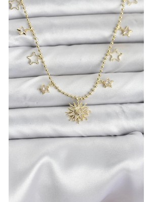Belle Fusion Mey Ithalat® Pirinç Gold Renk Güneş Model Kadın Kolye