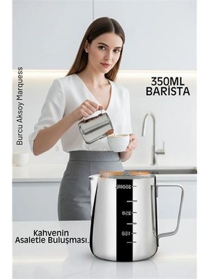 Belle Fusion Mey Ithalat® Inox 350ML Barista Süt Sürahisi - Süt Köpürtme Potu -  Paslanmaz Çelik