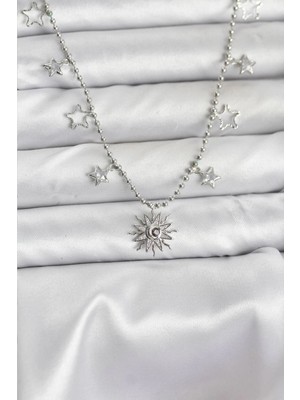 Belle Fusion Mey Ithalat® Pirinç Gümüş Renk Güneş Model Kadın Kolye