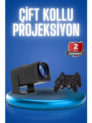 Belle Fusion Mey Ithalat® Android Projeksiyon Siyah Taşınabilir Sinema Projektörü 4K 1080P Ev Sineması Bluetooth