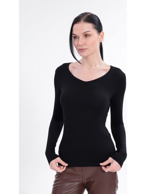 Yade Fashion V Yaka Uzun Kollu Kadın Body