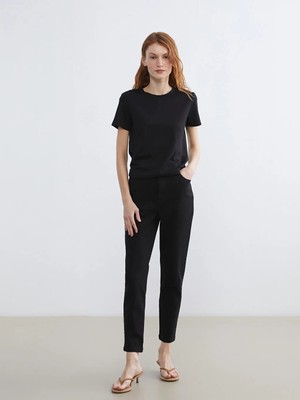 LC Waikiki Lcwaıkıkı Classic Siyah Beli Lastikli Slim Mom Kadın Jean Pantolon