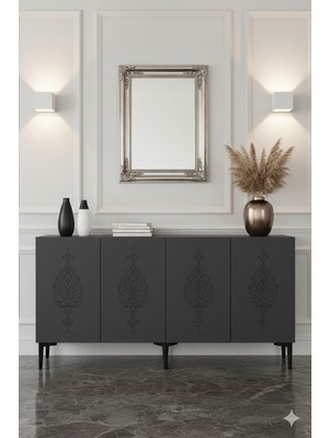 Yumedi Design KA1529A - Ekim Konsol , Tv Sehpası , Çok Amaçlı Dolap, Kahve Köşesi 150 cm Antrasit