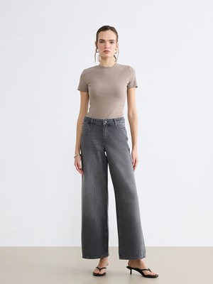 LC Waikiki Lcw Vision Gri Wideleg Kadın Jean Pantolon