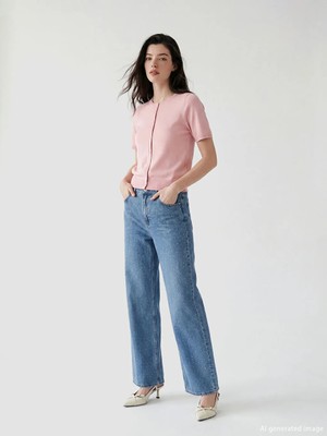 LC Waikiki Lcw Comfort Indigo Wideleg Taşlı Kadın Jean Pantolon