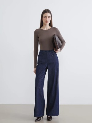 LC Waikiki Lcw Modest Indigo Wideleg Kadın Jean Pantolon
